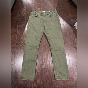 Flint and Tinder Men 36x32 Olive Green Slim Fit Trousers